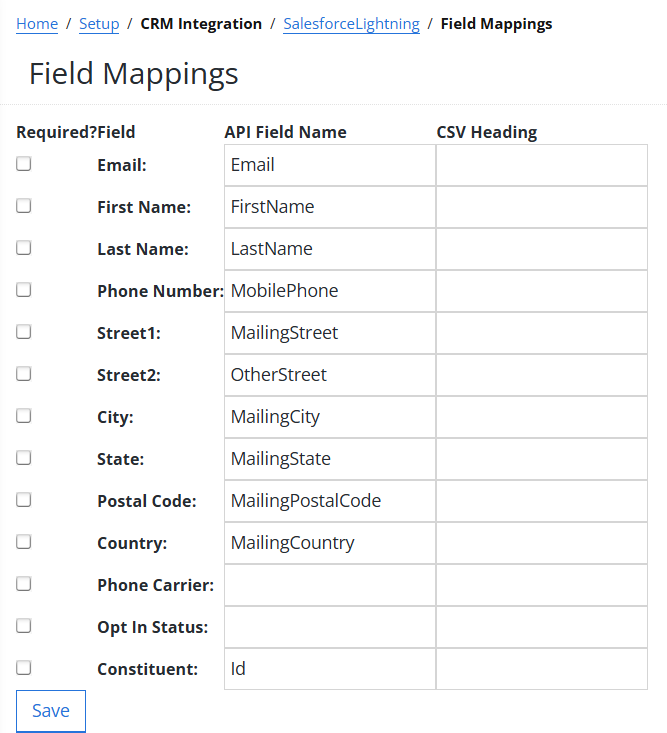 edit field mappings